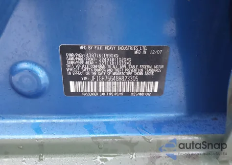 2008 Subaru Impreza Wrx из США, поврежденный, VIN JF1GH75648H823305